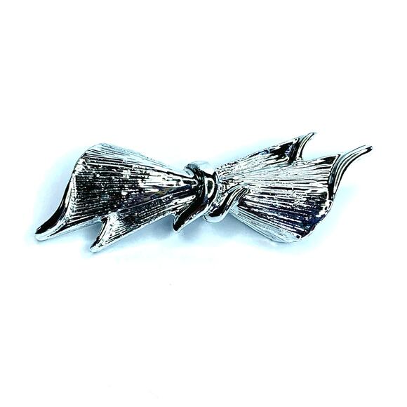 Vintage Gerrys Silver Tone Bow Ribbon Brooch - Picture 7 of 8